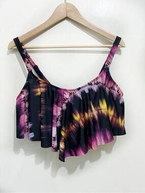 Torrid Wireless Flounce Bikini Swim Top Ruffle Tie Dye Plus Size 1 / 1X
